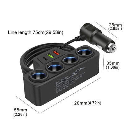 120W Car Phone Charger Cigarette Lighter Adapter PD 3.1A