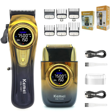 Kemei 1691 1677 T228 Kit Rechargeable Barber Hair Clippers Electric