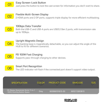 Baseus 12-in-1 USB-C Hub with HDMI & 100W PD