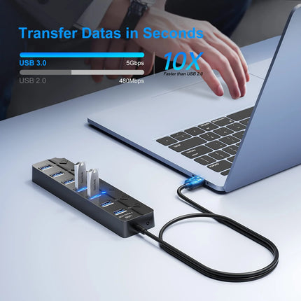 USB 3.0 Hub 7 Ports 5Gbps with Power Switch
