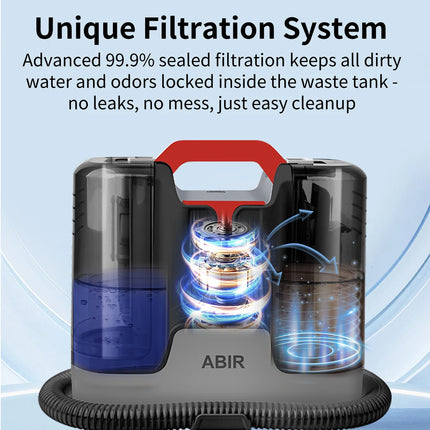 ABIR G80 Handheld Carpet & Upholstery Cleaner, 150,000PA Wet/Dry Vacuum for Home, Car & Pets