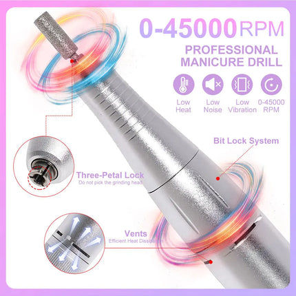 45,000 RPM Rechargeable Electric Nail Drill – Professional Portable Manicure Tool