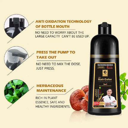 “3-in-1 Black Hair Dye Shampoo
