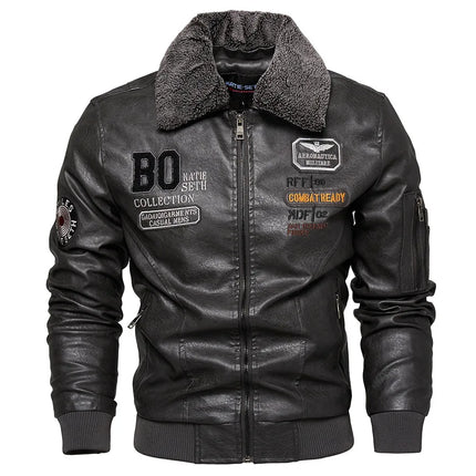 Leather Bomber Jacket Men
