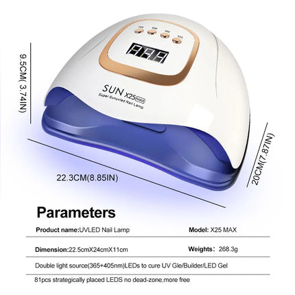Lampe UV ongles 81 LEDs – Séchage rapide avec capteur & 4 minuteries