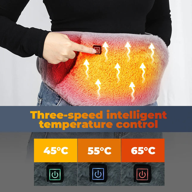 USB Rechargeable Hand & Waist Warmer – Soft Velvet, 3 Heat Levels”