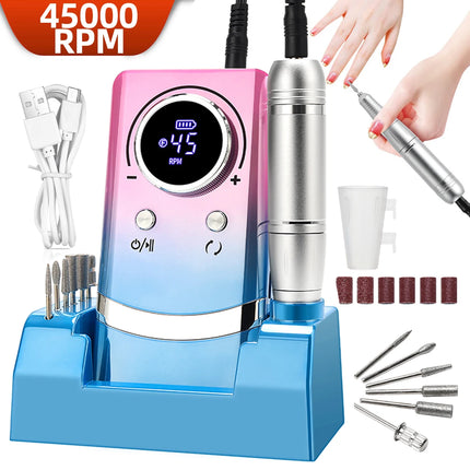 Professional 45,000 RPM Nail Drill Machine – Rechargeable & Low Noise