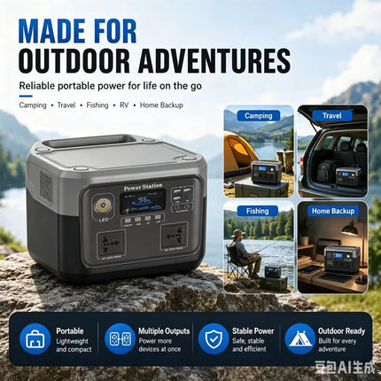 800W Portable Power Station 589Wh Solar Generator Backup Battery