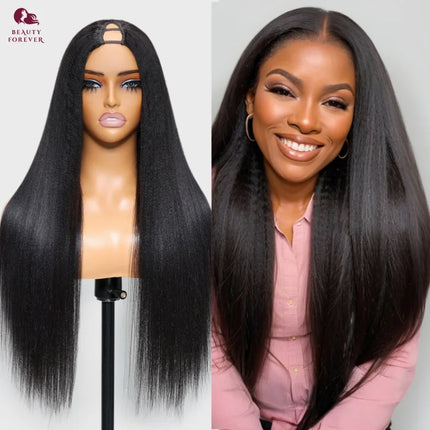 Beauty Forever EasiContour™  V Part Wig Yaki Straight 100% Virgin Human Hair Yaki Straight Human Hair Wig