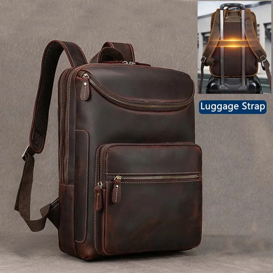 Men's Backpack Genuine Leather 15 Inch