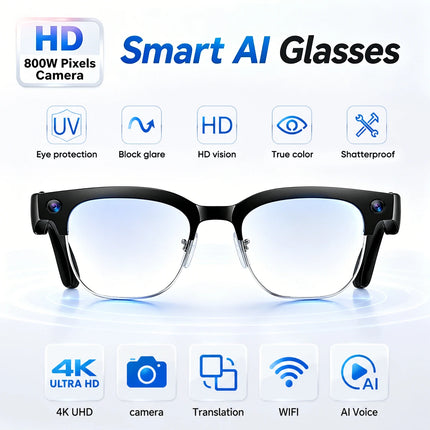 4K AI Smart Glasses with Translation
