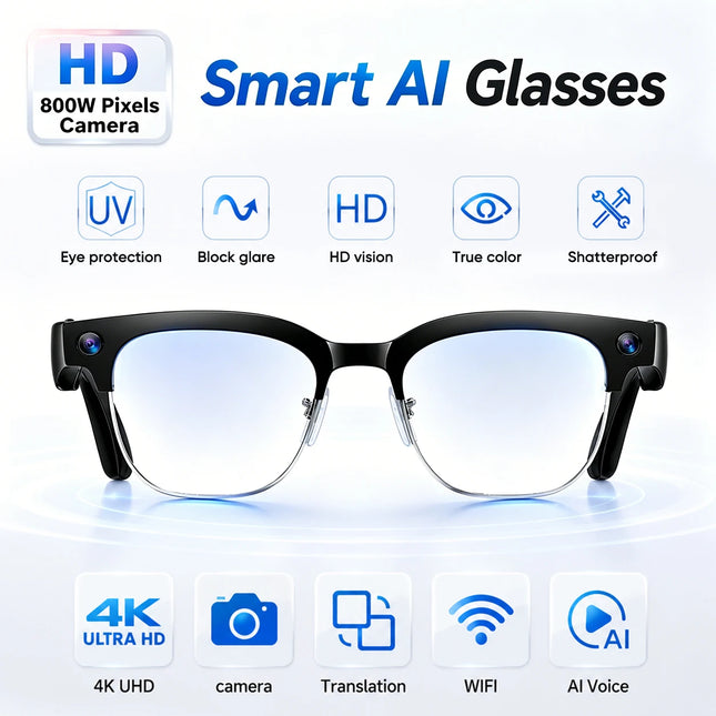 具備翻譯功能的 4K AI 智慧眼鏡