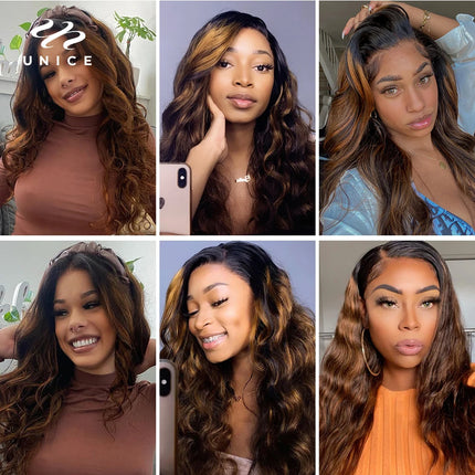 UNice Brazilian Body Wave Hair Bundles with Closure – Honey Blonde Highlights”