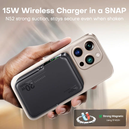 QOOVI Qi2 10000mAh Wireless Power Bank PD20W Fast Charging