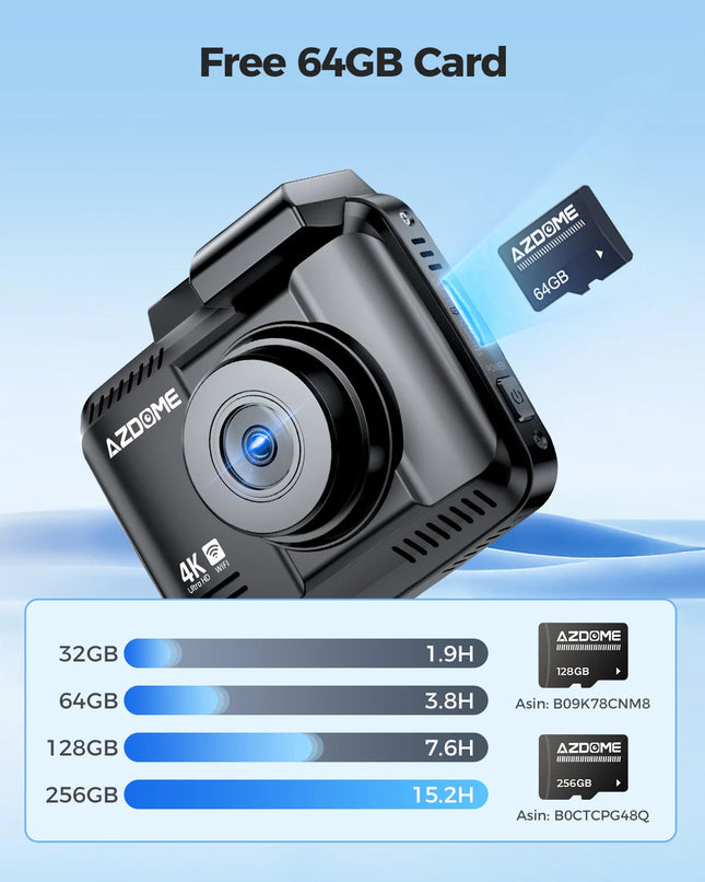 AZDOME Dash Cam GS63H Pro 4K+1080P 2.4" WiFi 6 GPS Car Camara