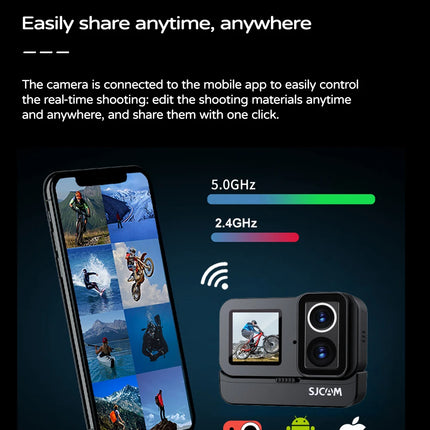 DIBELLAY SJCAM SJ20 4K Dual-Lens Action Camera – Anti-Shake, Waterproof, 5G WiFi, Touch Screen, Motion Detection