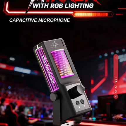 RGB Gaming Condenser Microphone with Noise Cancellation