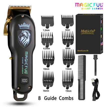 MAGICFUL New Professional Hair Clipper Rechargeable Electric Trimmer For Men