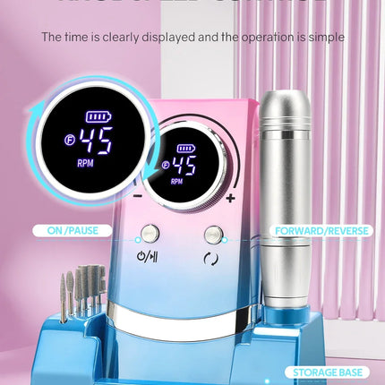 Professional 45,000 RPM Nail Drill Machine – Rechargeable & Low Noise