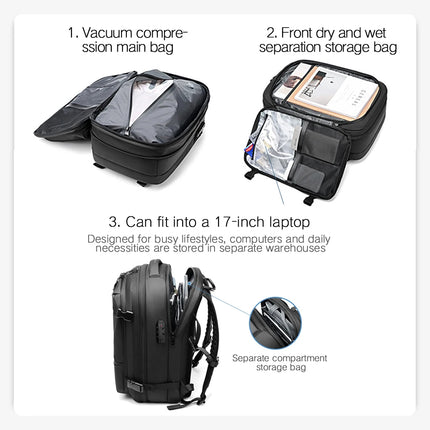 3Pcs Travel Vacuum Compression Backpack 17 inch Laptop