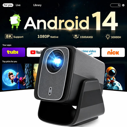 LynCast X5AR Projector 1080P, Android 14, WiFi 6, BT 5.4, Auto Keystone