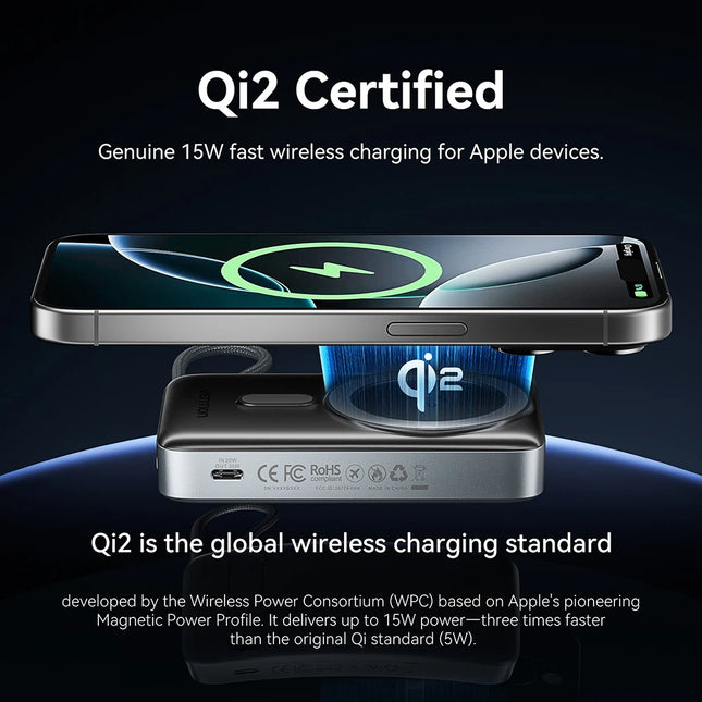 Dibellay Vention 35W Qi2 Magnetic 10000mAh Wireless Power Bank – 15W Fast Charger for iPhone 16/15/14