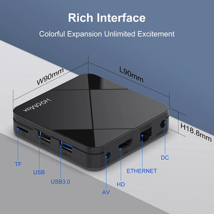 H96 MAX Android 14 TV Box 4K WiFi 6 BT5.4 avec commande vocale