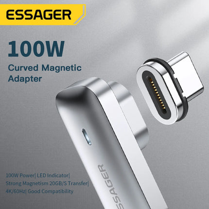 DIBELLAY Essager – Adaptateur Magnétique USB-C 100W PD, 20Gbps, 4K@60Hz