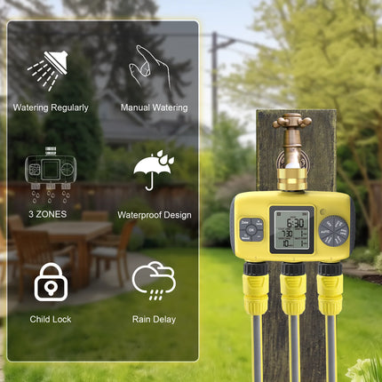 Insoma 3-Outlet Automatic Water Timer for Garden Irrigation
