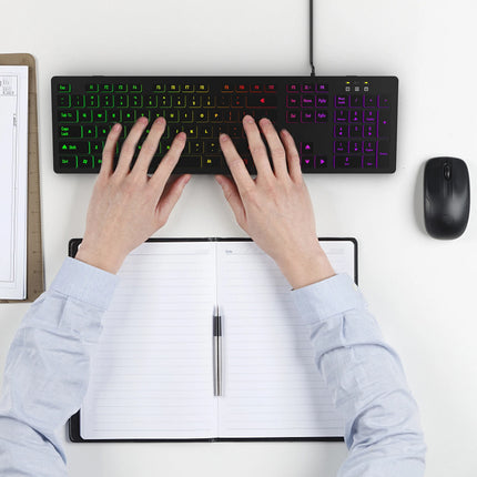 RGB Backlit Gaming Keyboard – Wired USB, Silent Keys