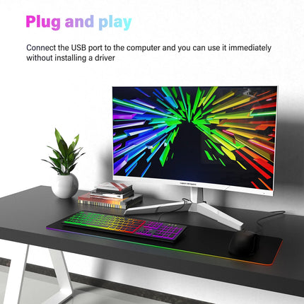 RGB Backlit Gaming Keyboard – Wired USB, Silent Keys