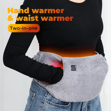 USB Rechargeable Hand & Waist Warmer – Soft Velvet, 3 Heat Levels”