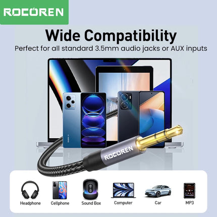 DIBELLAY Rocoren 3.5mm Aux Cable – Male to Male, 5M for Phone, Headphone, Car & Speaker