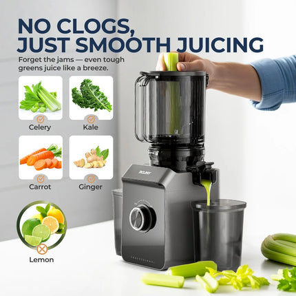 ROUNY Slow Juicer – Cold Press, Easy Cleaning & Large Feed Design