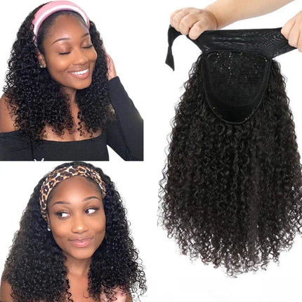 Wigs Brazilian Headband Wig bouclée – 20 pouces, densité 180 %, cheveux Remy