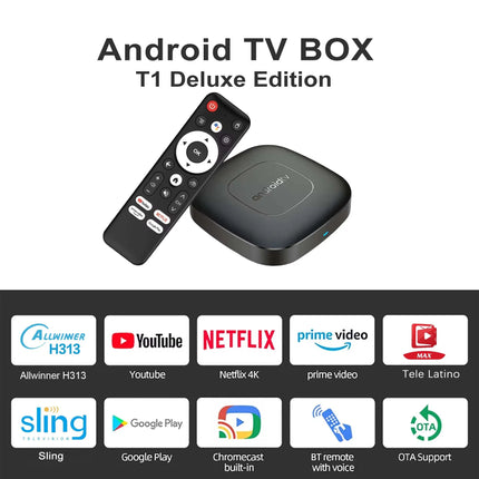 T1 – TV Box Android 13, Wi-Fi Double Bande, BT, Google Assistant, Netflix, 2GB+16GB