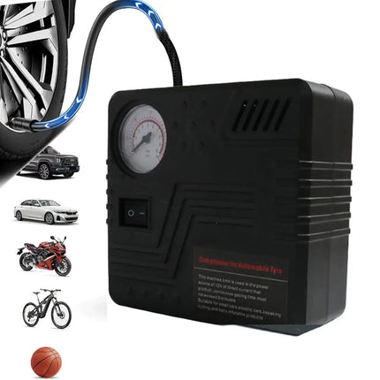 12V Car Tire Inflator Air Pump with Pressure Gauge for SUV & Truck