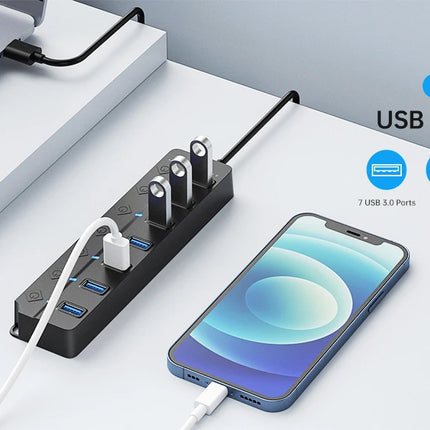 USB 3.0 Hub 7 Ports 5Gbps with Power Switch