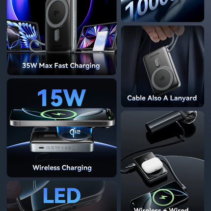 Dibellay Vention 35W Qi2 Magnetic 10000mAh Wireless Power Bank – 15W Fast Charger for iPhone 16/15/14
