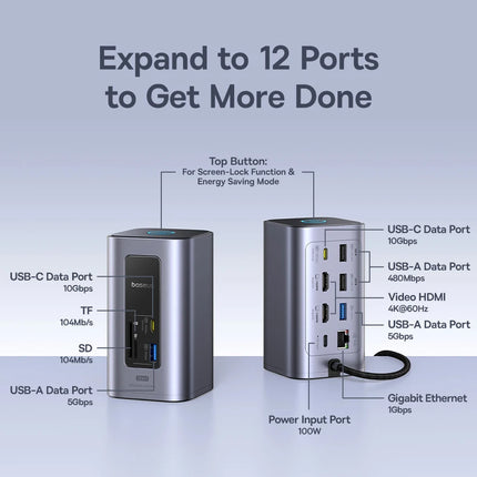 Baseus 12-in-1 USB-C Hub with HDMI & 100W PD