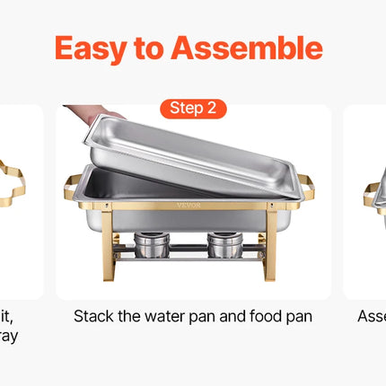 8 Qt Stainless Steel Chafing Dish Set 4 Pack