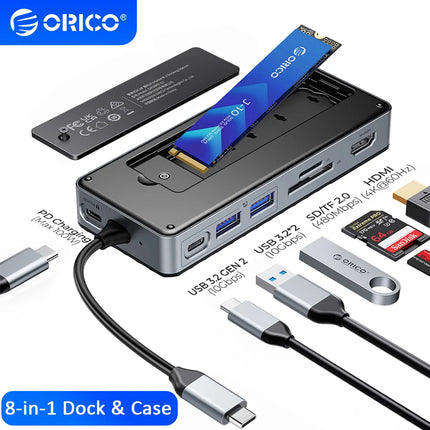 Boîtier SSD ORICO M.2 & Station d’accueil USB-C – 10Gbps, HDMI 4K, PD100W