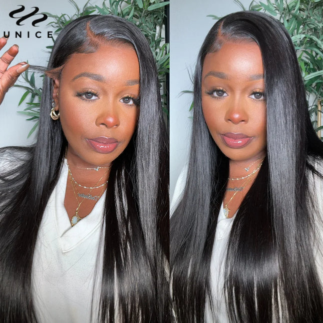 UNice Pre-Everything 13x4 Lace Front Wig – Pre-Bleached, Pre-Cut, Straight Human Hair”