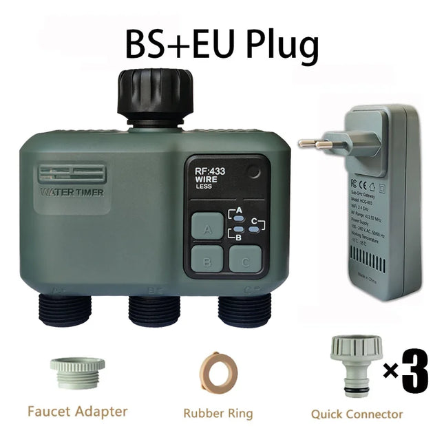 Tuya WiFi + RF433 Smart 3-Way Garden Water Timer