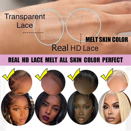 Perruque cheveux humains vietnamiens – 16A double drawn, HD Lace
