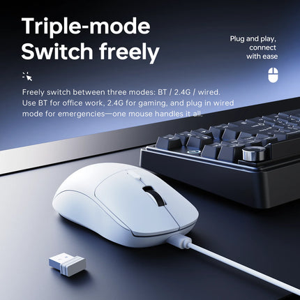 AJAZZ NJ07 Tri-Mode Gaming Mouse – 12800 DPI, Wireless & Wired