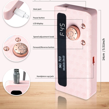 Rechargeable Professional Nail Drill Machine – 35,000/45,000 RPM