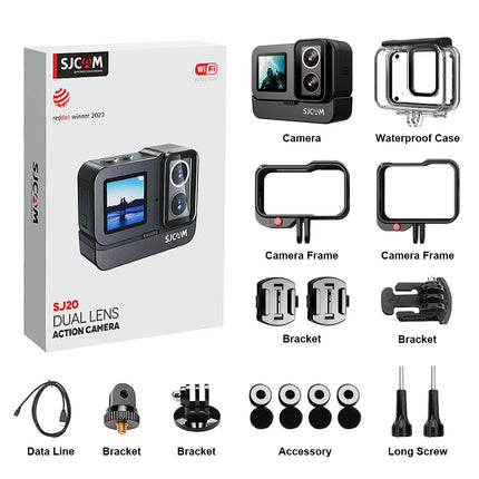 DIBELLAY SJCAM SJ20 4K Dual-Lens Action Camera – Anti-Shake, Waterproof, 5G WiFi, Touch Screen, Motion Detection