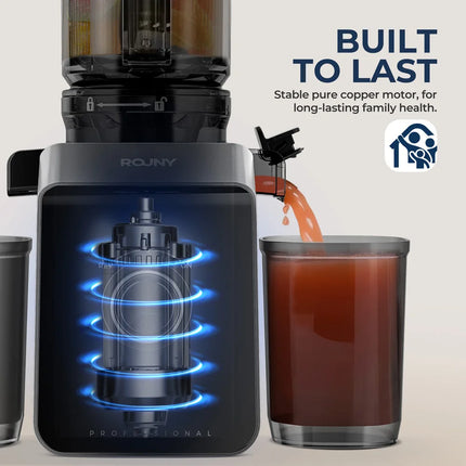 ROUNY Slow Juicer – Cold Press, Easy Cleaning & Large Feed Design