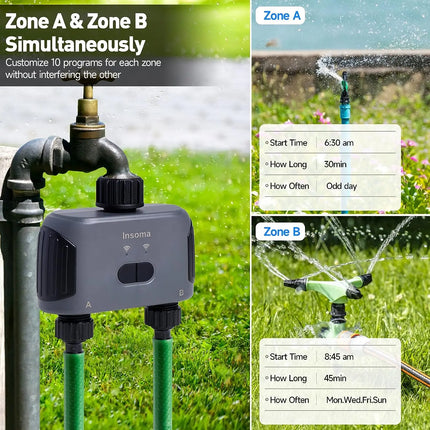 Insoma Automatic 2-Outlet Water Timer for Garden Irrigation & Sprinklers